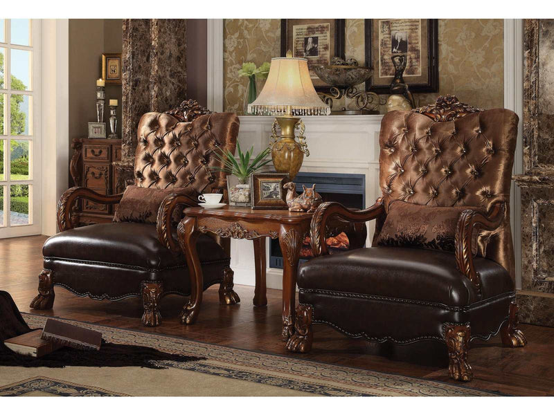 Dresden Golden Brown Velvet & Cherry Oak Chair & 1 Pillow - Ornate Home