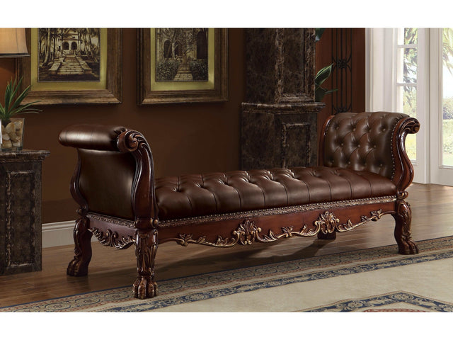 Dresden PU & Cherry Oak Bench - Ornate Home