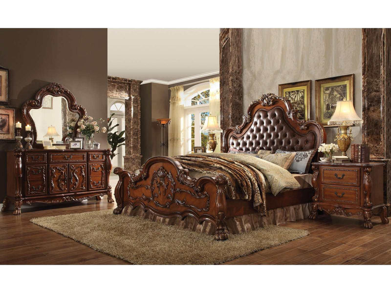 Dresden PU & Cherry Oak Eastern King Bed - Ornate Home