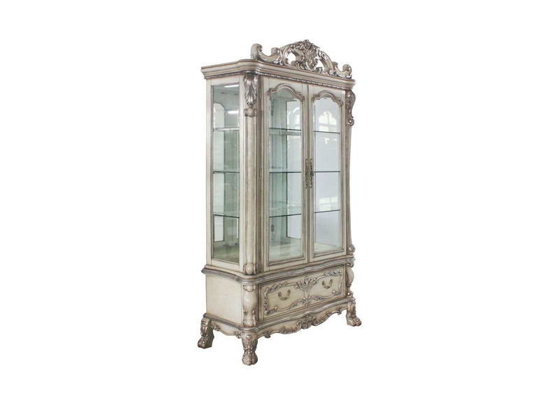 Dresden Vintage Bone White Curio Cabinet - Ornate Home