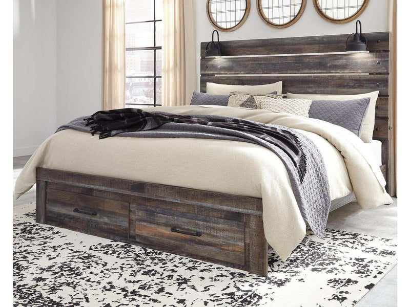 Drystan Multi Tone King Panel Bed w/ FB Storage - Ornate Home
