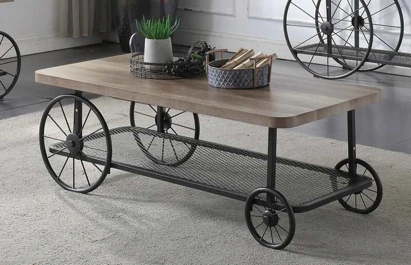 Francie Oak & Antique Gray Coffee Table - Ornate Home