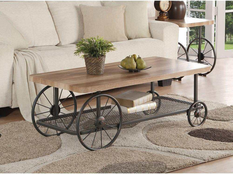 Francie Oak & Antique Gray Coffee Table - Ornate Home