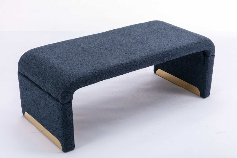 Angel Multi-Functional Dark Blue Bench With Gold Metal Legs - Ornate Home