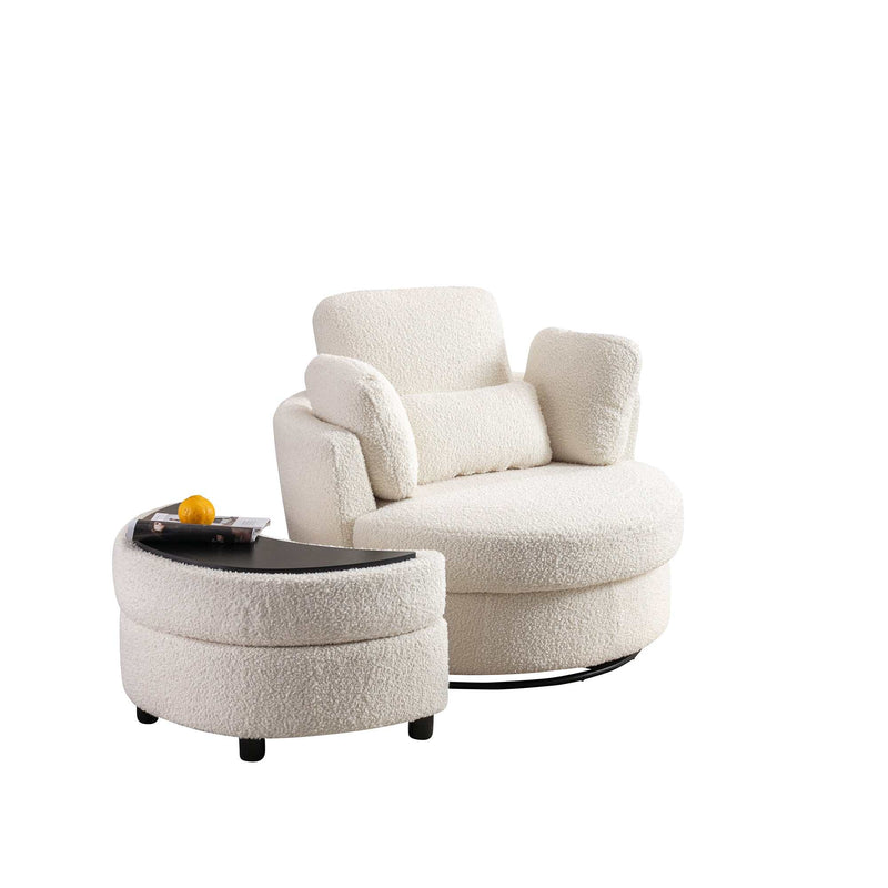 Aliso Crescent Moon Versatile Swivel Barrel Chair and Ottoman Set