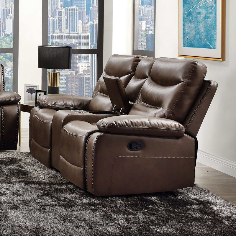 Aashi Brown Loveseat w/Console (Motion)