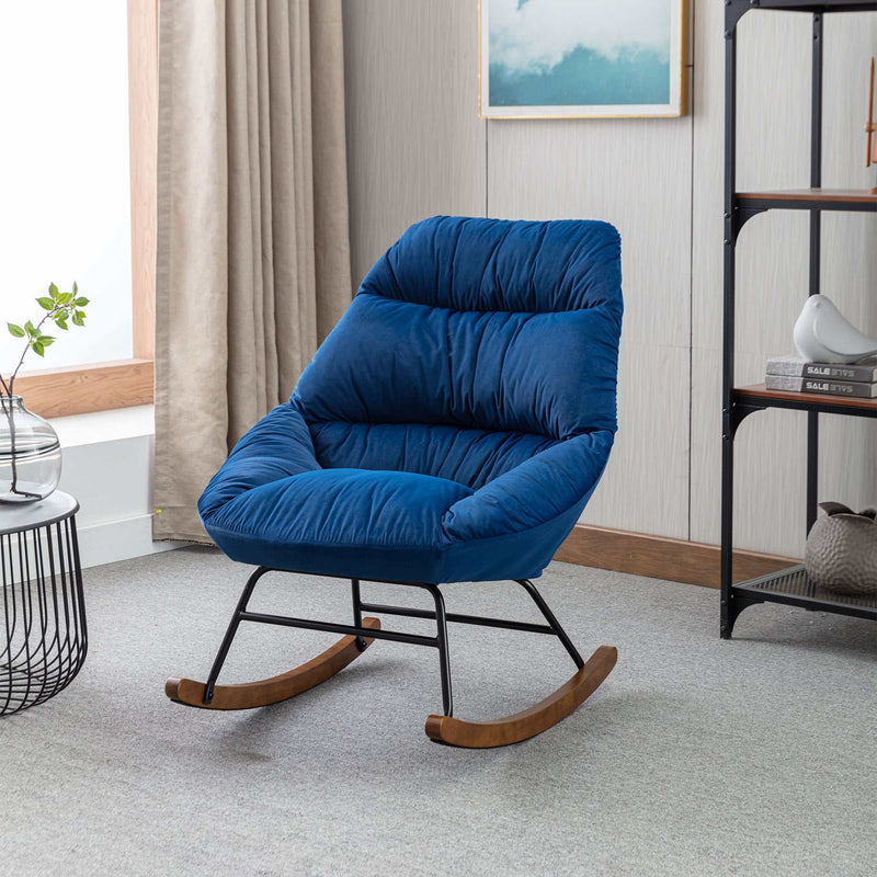 Harmony Plush Velvet Blue Rocking Chair