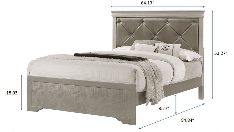 Amalia - Silver - Queen Panel Bed - Ornate Home
