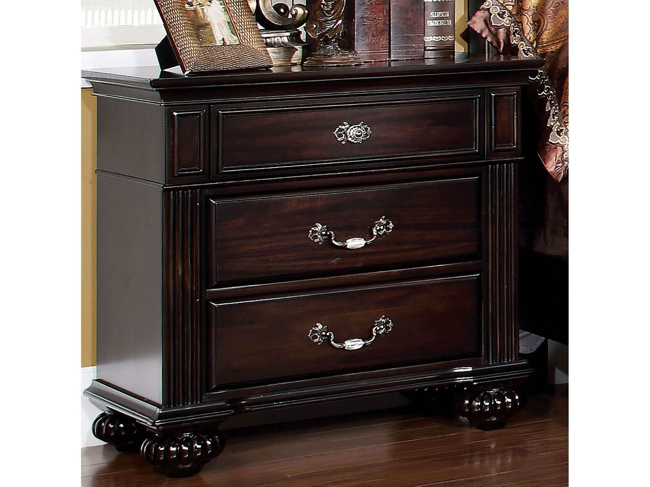 Syracuse Dark Walnut Nightstand - Ornate Home