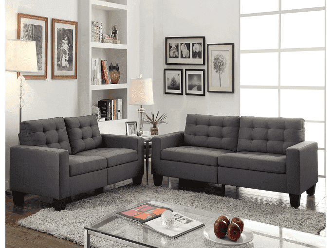 Earsom Gray Linen Sofa - Ornate Home
