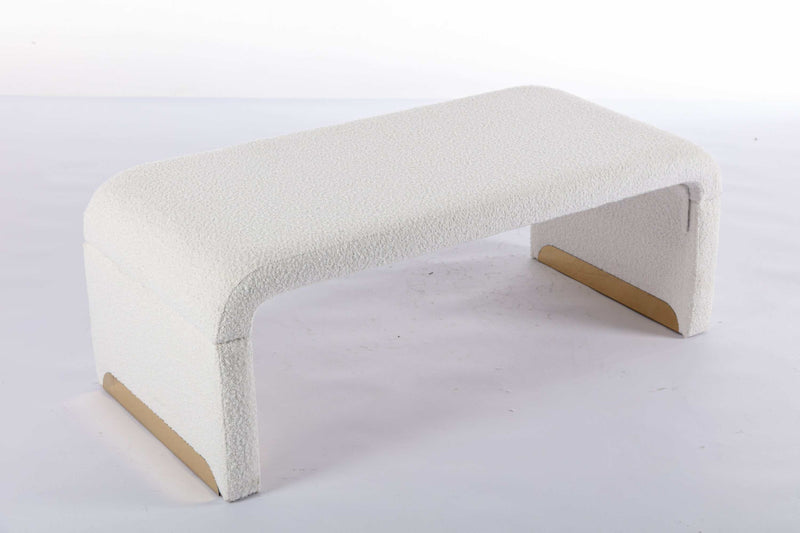 Angel Multi-Functional Ivory White Bench With Gold Metal Legs