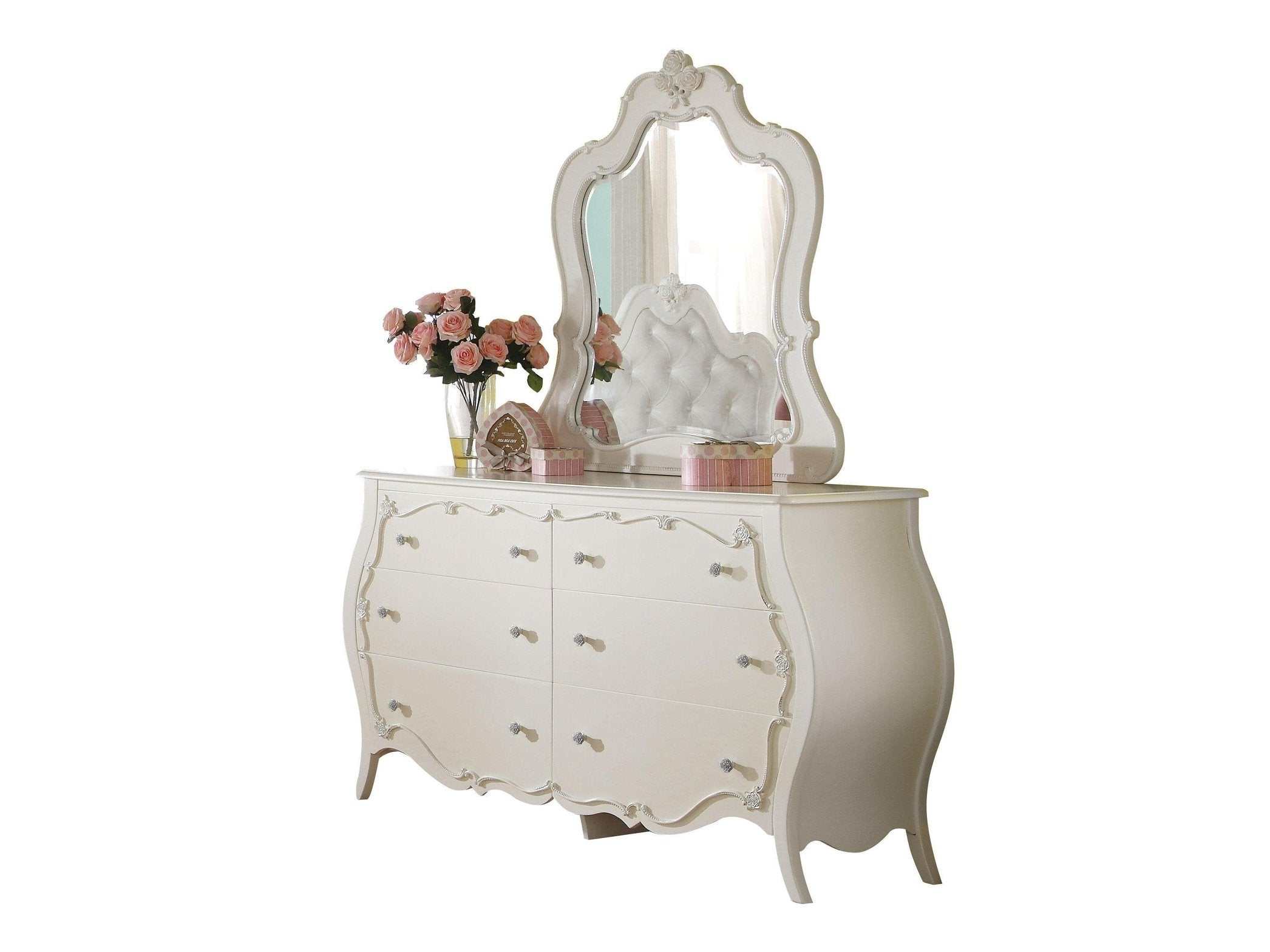 Edalene Pearl White Mirror - Ornate Home