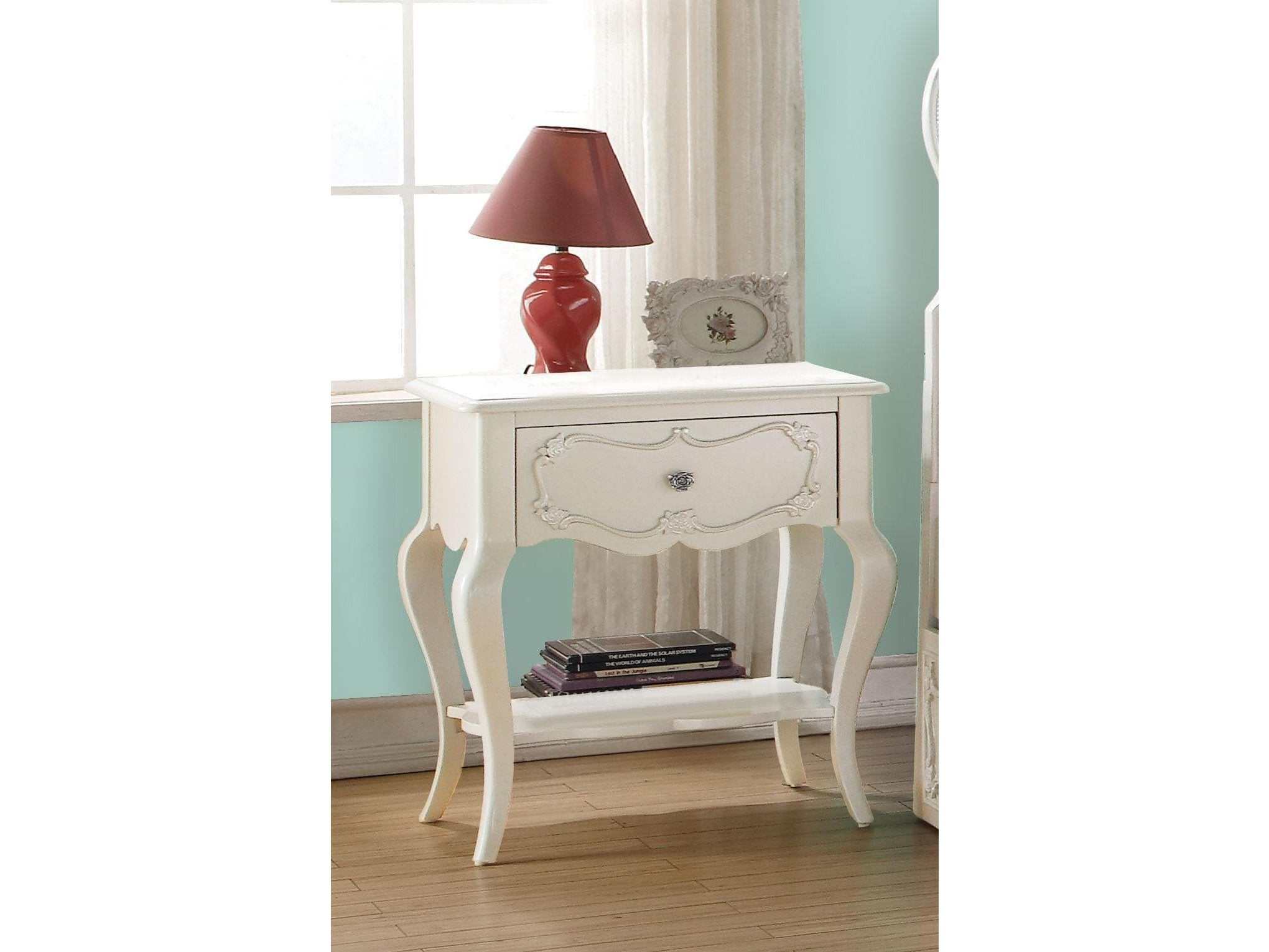 Edalene Pearl White Nightstand - Ornate Home