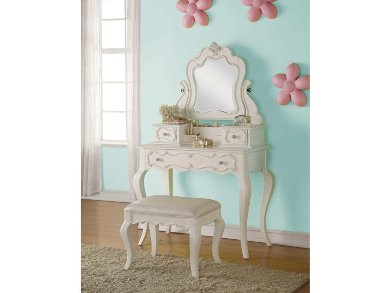 Edalene Pearl White Vanity & Mirror - Ornate Home
