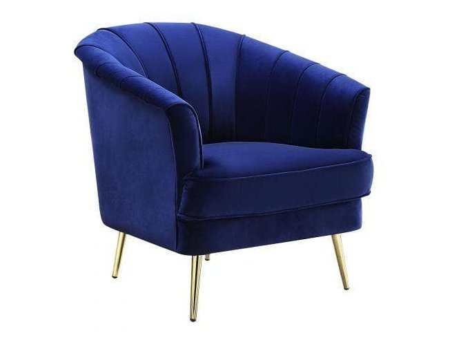 Eivor Chair Navy Blue w/ Gold Legs - Ornate Home