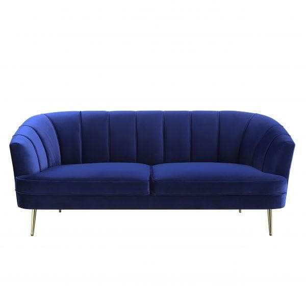 Eivor Sofa Navy Blue w/ Gold Legs - Ornate Home