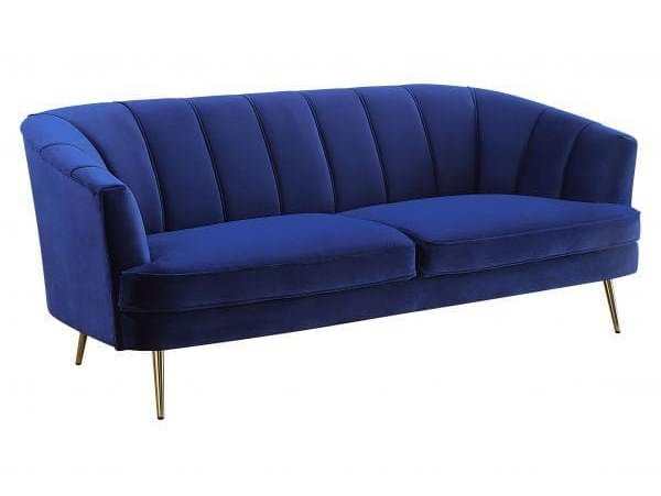 Eivor Sofa Navy Blue w/ Gold Legs - Ornate Home