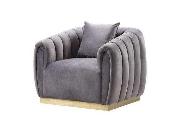 Elchanon Gray Velvet Chair - Ornate Home