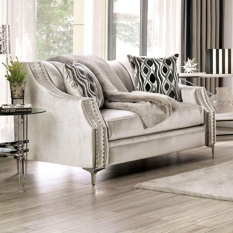 Elicia Silver Stationary Sofa & Loveseat 2pc - Ornate Home