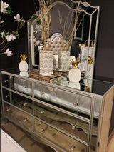 Eliora Silver & Mirrored 4pc Queen Bedroom Set - Ornate Home