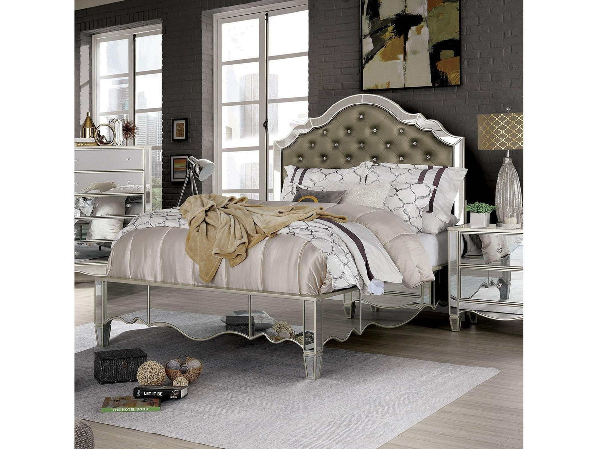 Eliora Silver & Mirrored Cal. King Bed - Ornate Home