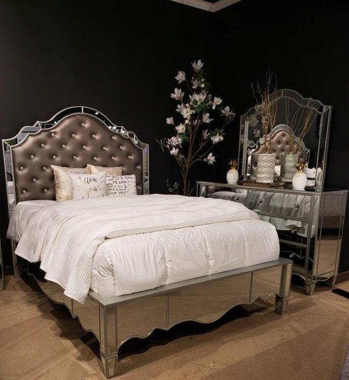 Eliora Silver & Mirrored Cal. King Bed - Ornate Home