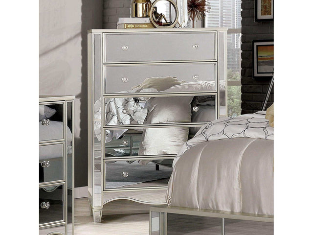 Eliora Silver & Mirrored Chest - Ornate Home