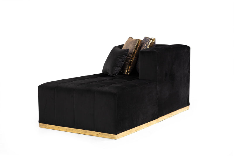 Elisha - Black Velvet - Double Chaise "U" Shape Sectional Sofa - Ornate Home