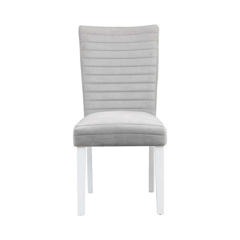 Elizaveta White High Gloss & Gray Side Chair (Set of 2) - Ornate Home