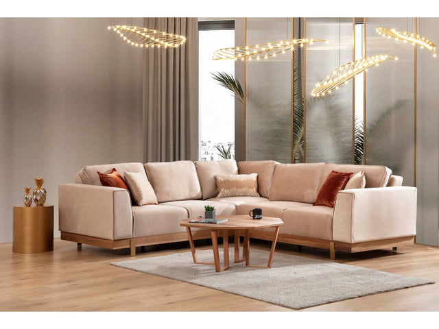 Emily Beige Velvet Sectional - Ornate Home