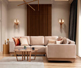 Emily Beige Velvet Sectional - Ornate Home