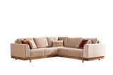 Emily Beige Velvet Sectional - Ornate Home