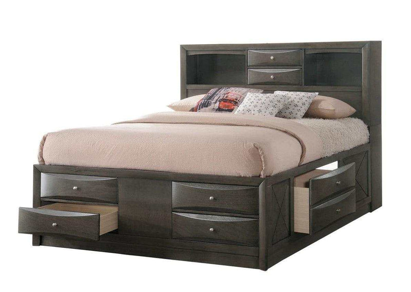 Emily Gray Queen Storage Platform Bed - Ornate Home