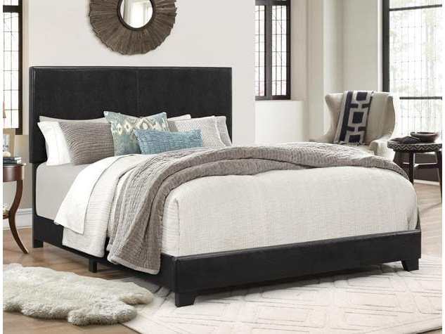 Erin Black Faux Leather Bed - Ornate Home