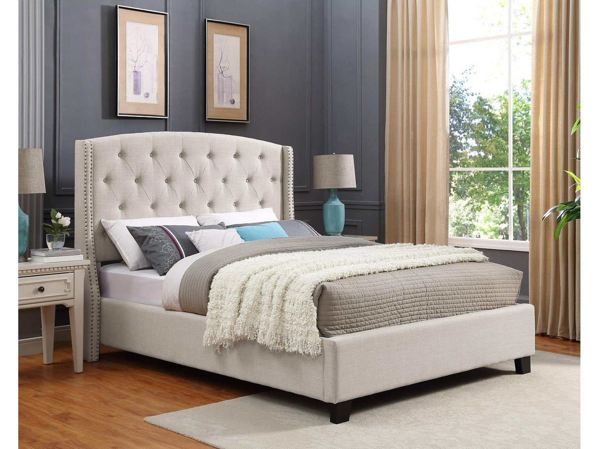 Eva Ivory Upholstered King Bed - Ornate Home