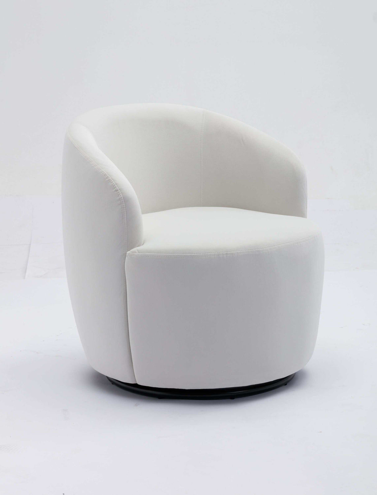 Tule Velvet Swivel Accent Armchair with Metal Ring Detail White - Ornate Home