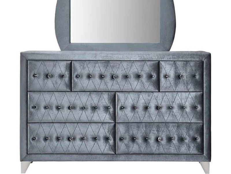 Dante Gray Velvet Dresser - Ornate Home