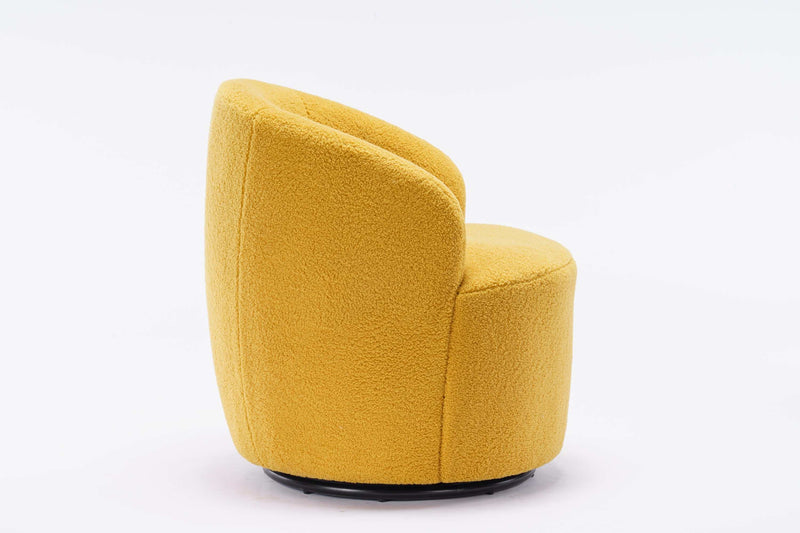 Tule Boucle Swivel Accent Armchair with Metal Ring Detail Yellow