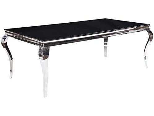 Fabiola - Stainless Steel & Black Tempered Glass - Dining Table - Ornate Home