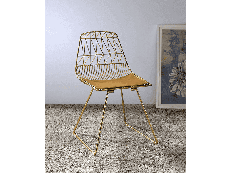 Faina Whiskey PU & Gold Side Chair - Ornate Home
