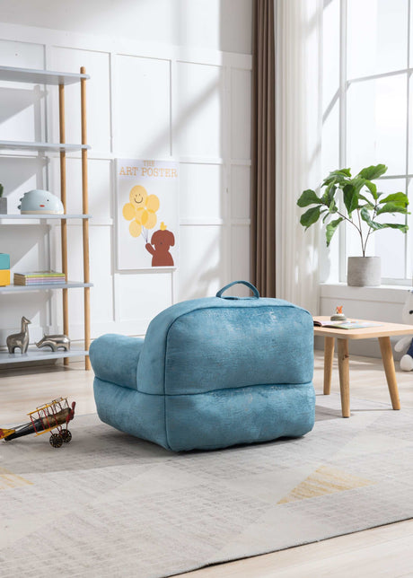 King Kid's Blue Velvet Bean Bag Chair - Ornate Home