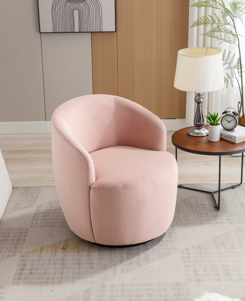 Tule Velvet Swivel Accent Armchair with Metal Ring Detail Pink