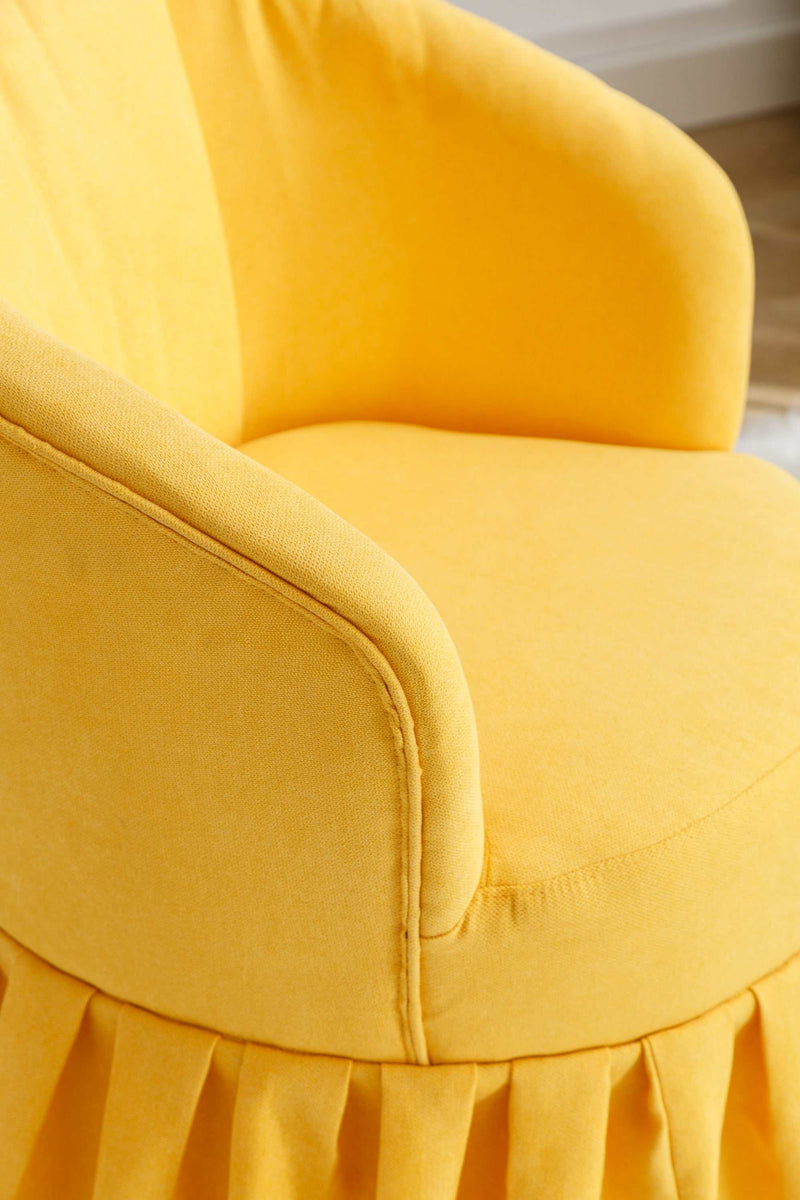 Honey Linen Swivel Auditorium Chair With Pleated Skirt Yellow
