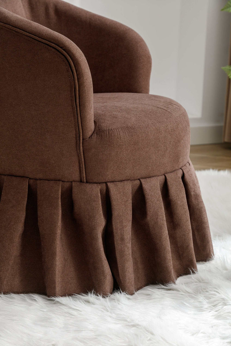 Honey Linen Swivel Auditorium Chair With Pleated Skirt Brown