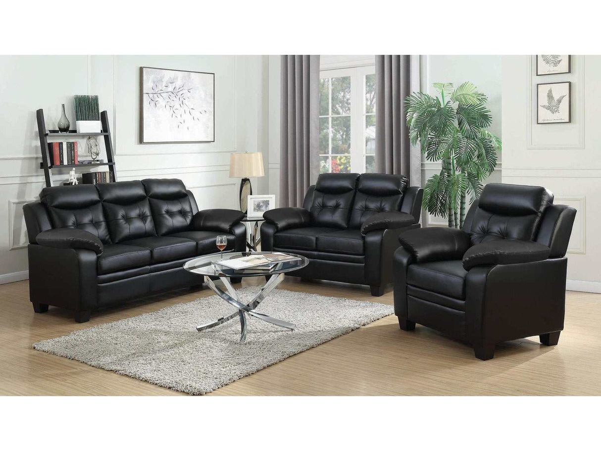 Finley Black Stationary Living Room Set / 3pc - Ornate Home