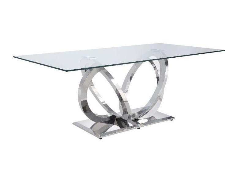 Finley - Clear Glass & Mirrored Silver - Dining Table - Ornate Home