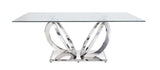 Finley Clear Glass & Mirrored Silver Dining Table - Ornate Home