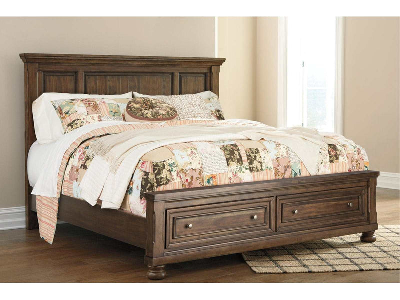 Flynnter California King Panel Bed with 2 Storage Drawers - Ornate Home