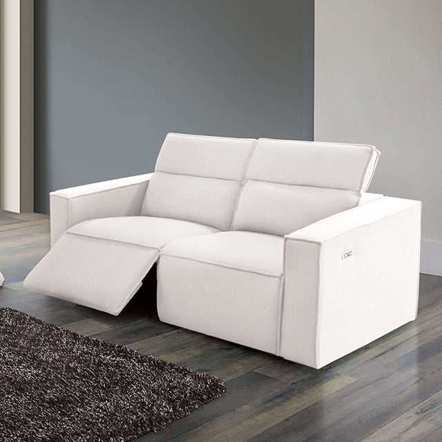 Treharris White Power Loveseat - Ornate Home