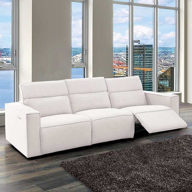 Treharris White Power Reclining Sofa - Ornate Home